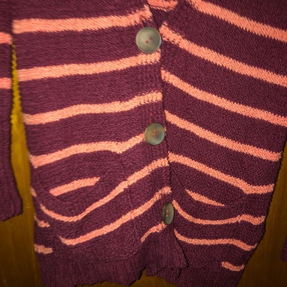 𝅺Free People Beach Striped long Cardigan Pockets M - Picture 4 of 6